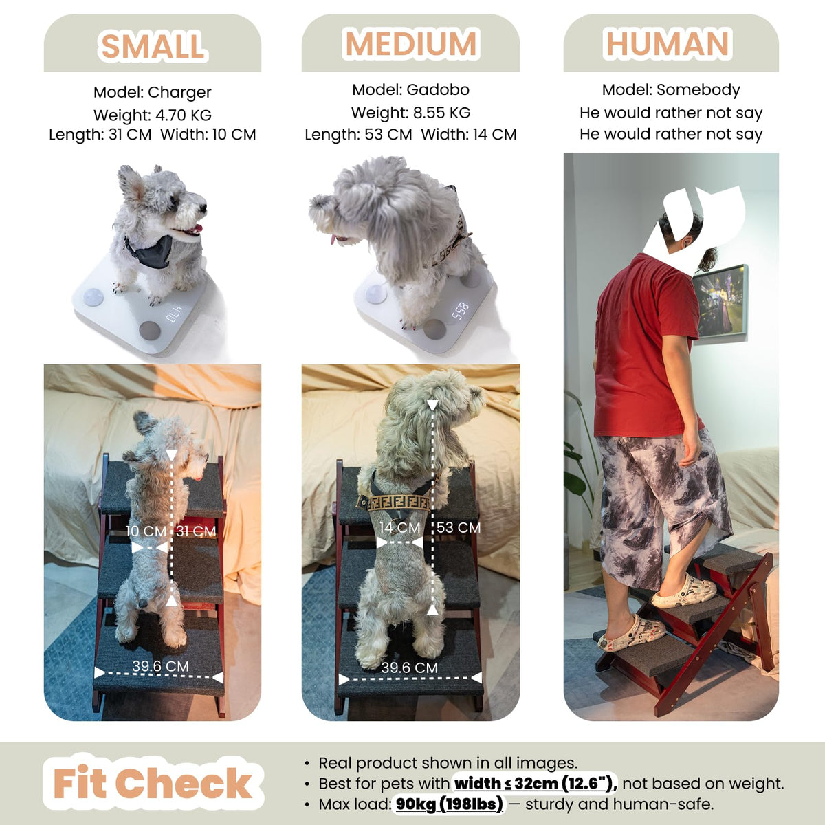 Wooden 4 Step Foldable Pet Stairs Y5533