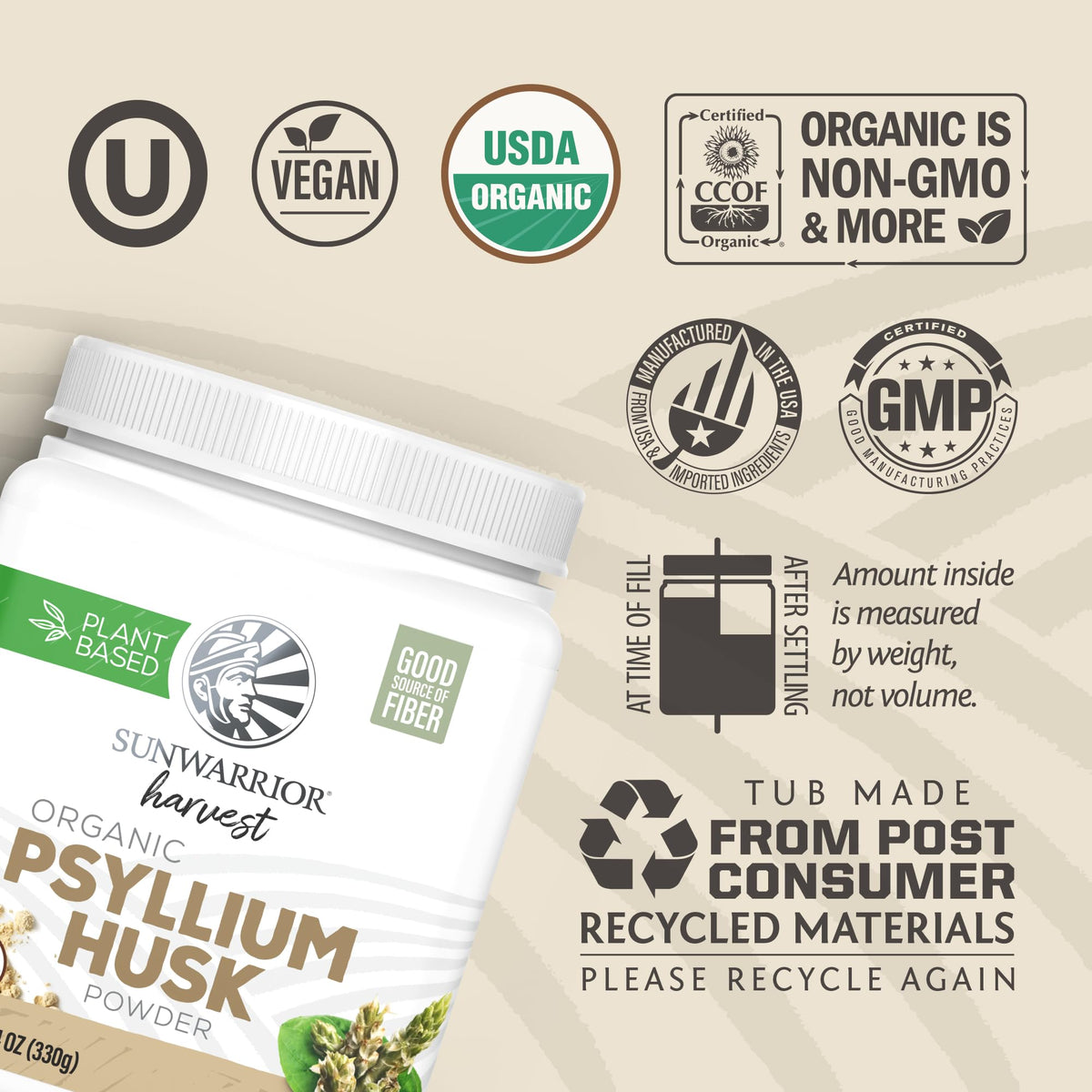 Organic Psyllium Husk Powder Fiber 66 Servings T732