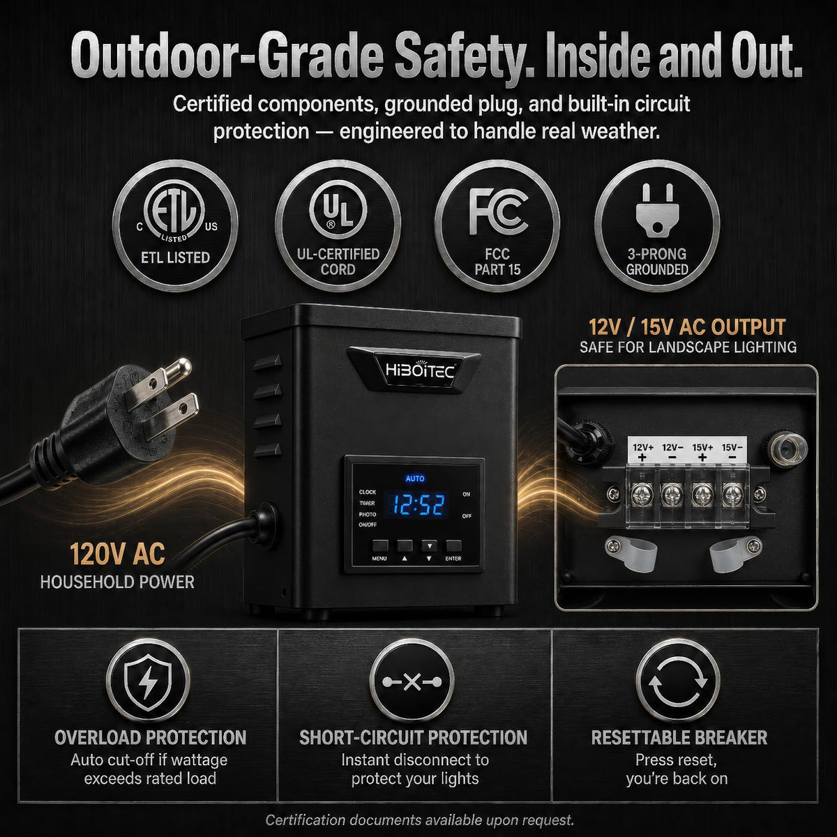 400W Low Voltage Landscape Transformer with Photocell Sensor Timer O231
