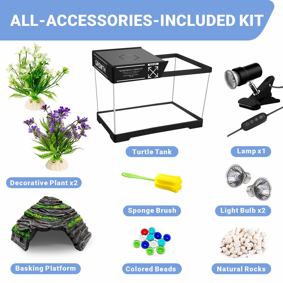 Mini Turtle Tank Kit with Adjustable Lamp and Lid R599