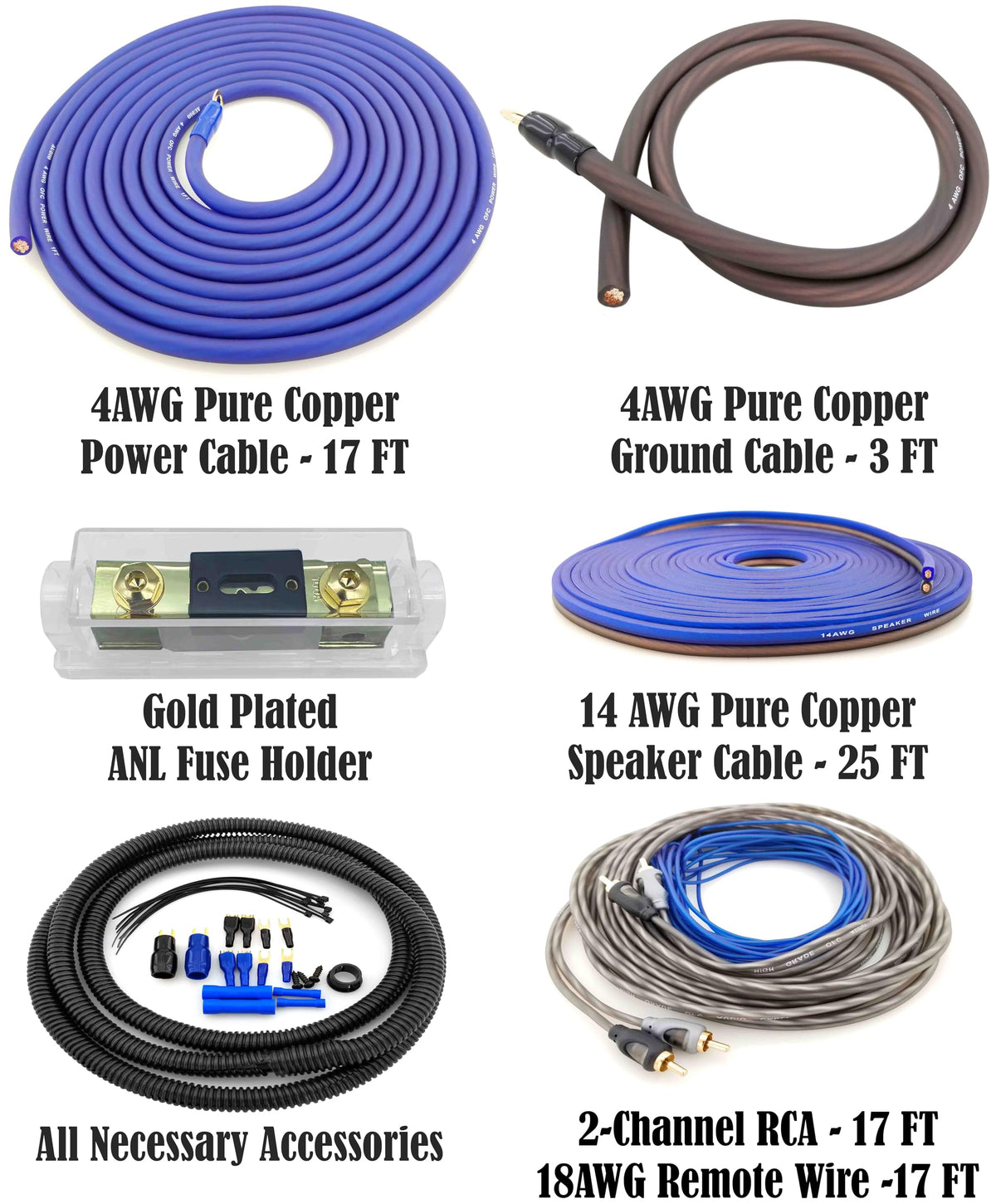 4 AWG 100% Copper Car Audio Amp Wire Kit B754015
