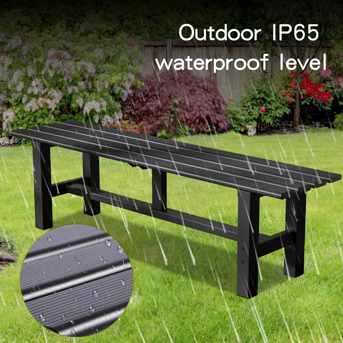 59 Inches Black 2-Person Aluminum Outdoor Bench W445677