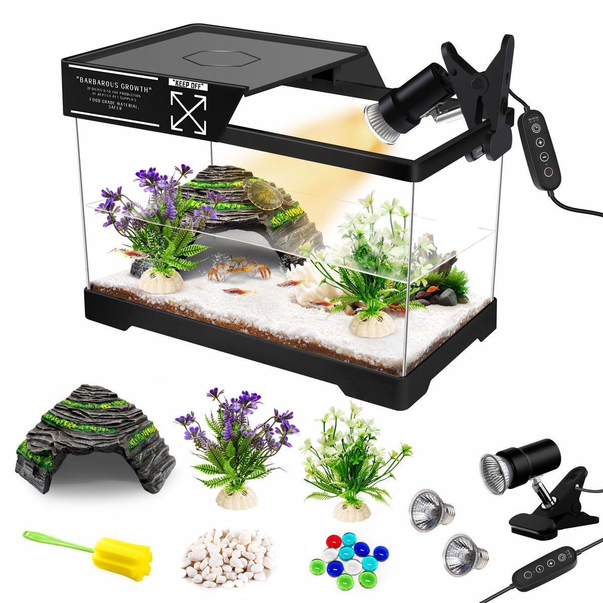 Mini Turtle Tank Kit with Adjustable Lamp and Lid R599