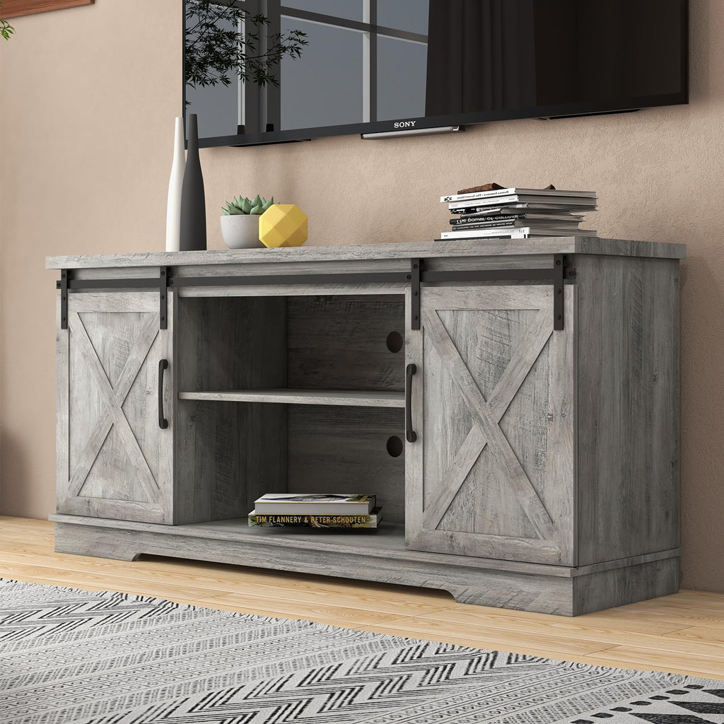 65 Inch TV Stand with Sliding Barn Doors C4624