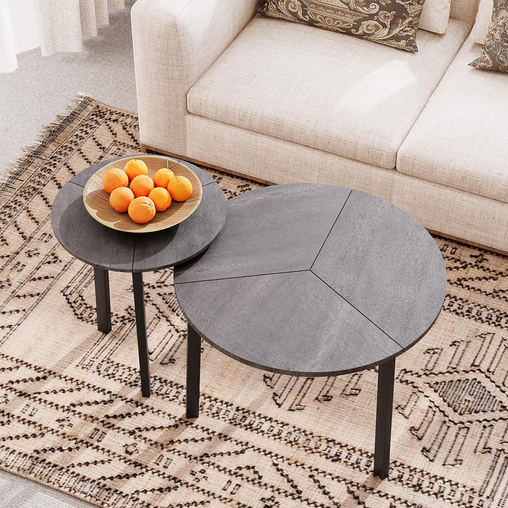 Small Round Nesting Coffee Table Set of 2 N1018