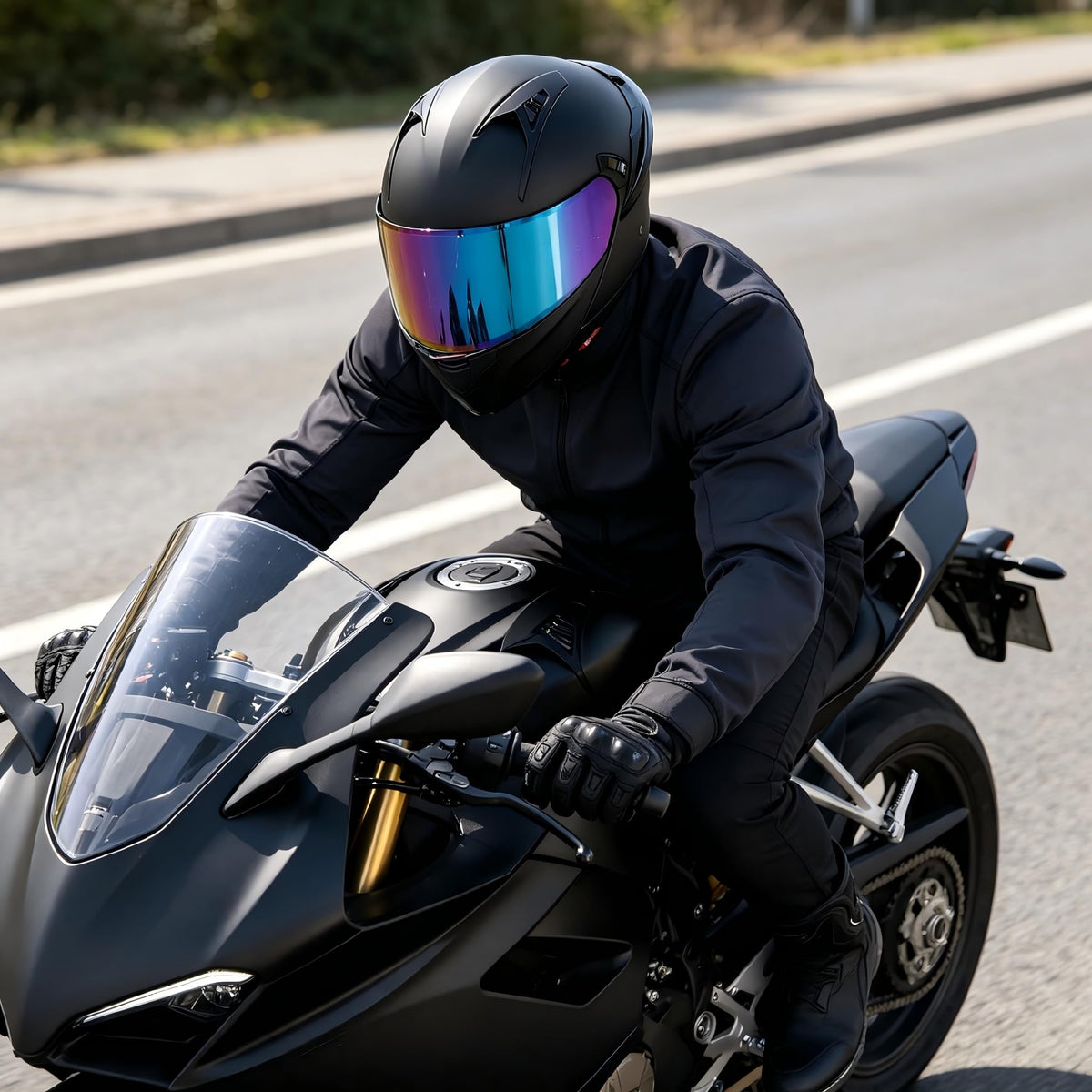 Modular Motorcycle Helmet Dual Visor Flip Up Full Face Matte Black XXL G89196
