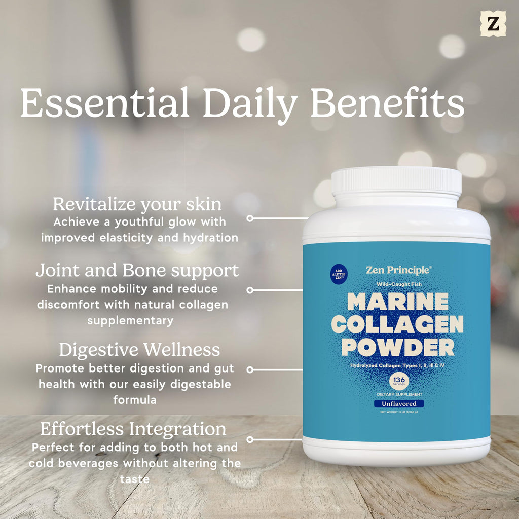 Marine Collagen Peptides Powder 3 lb. Wild-Caught Fish, Non-GMO. Hydrolyzed Types I, II, III & IV Protein. E95268