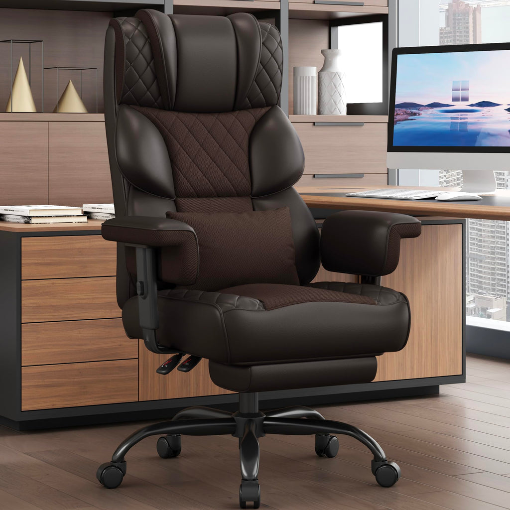 Brown Ergonomic High Back Office Chair with Footrest K351829