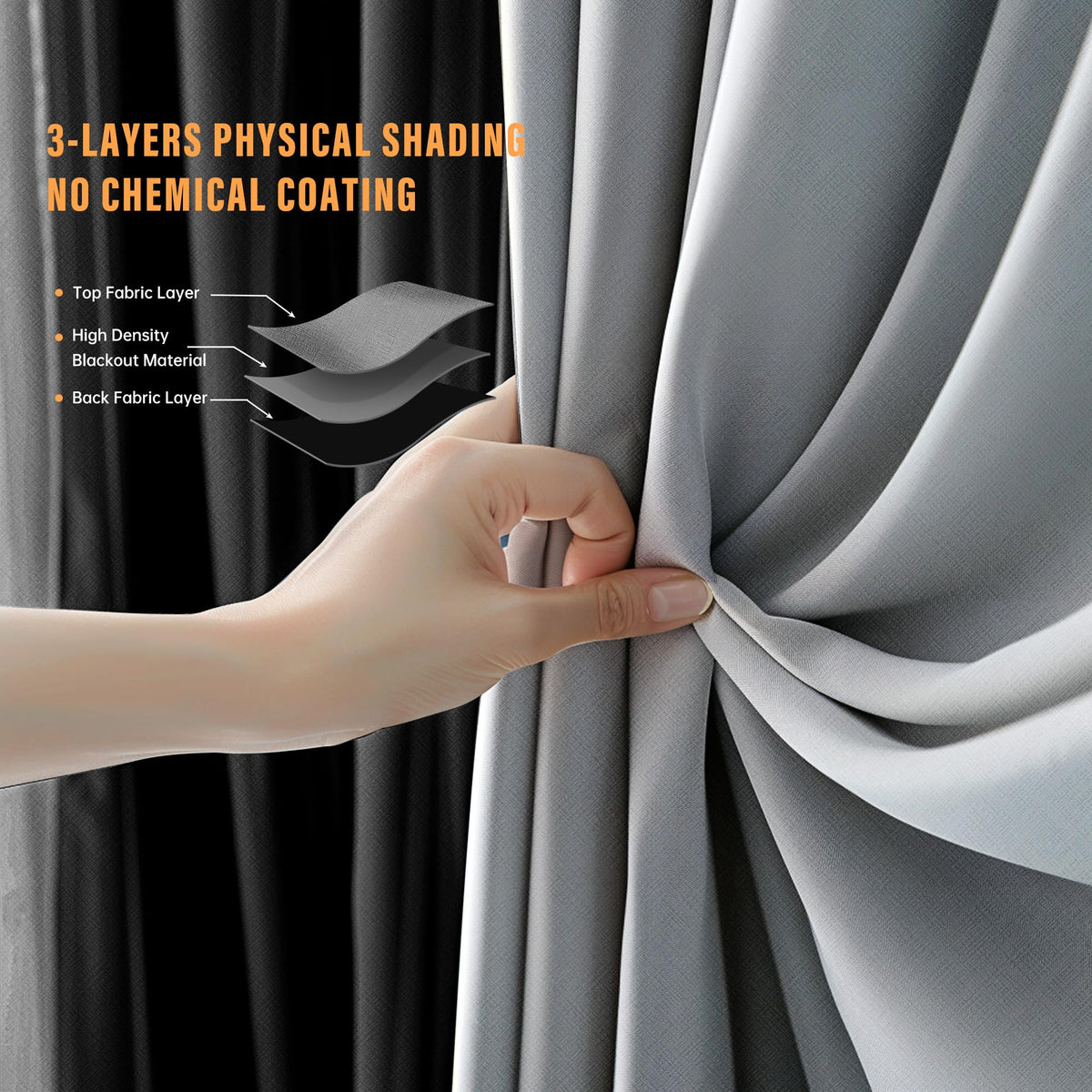 Blackout Room Divider Curtains with Ceiling Tracks Set D56396