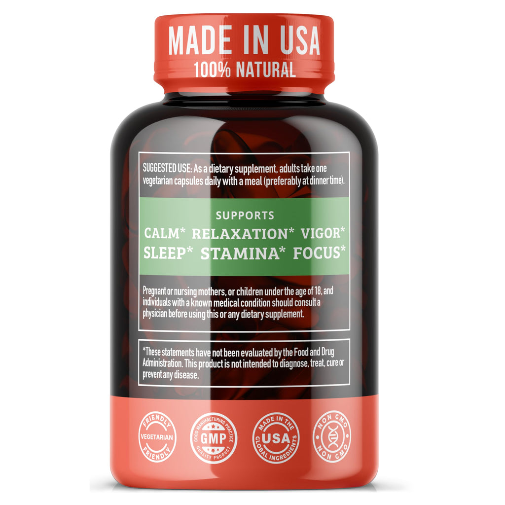Organic Ashwagandha 600mg Root Extract Capsules U10917