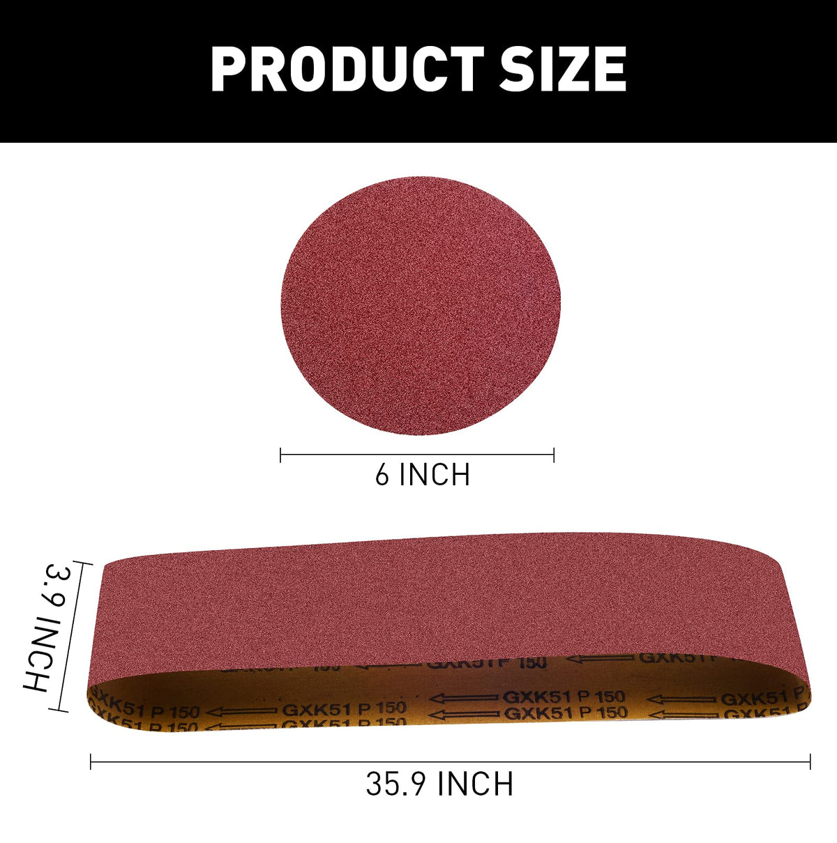 4 x 36 Aluminum Oxide Sanding Belts and 6 Inch Self Stick Sanding Discs 22 Pcs A102