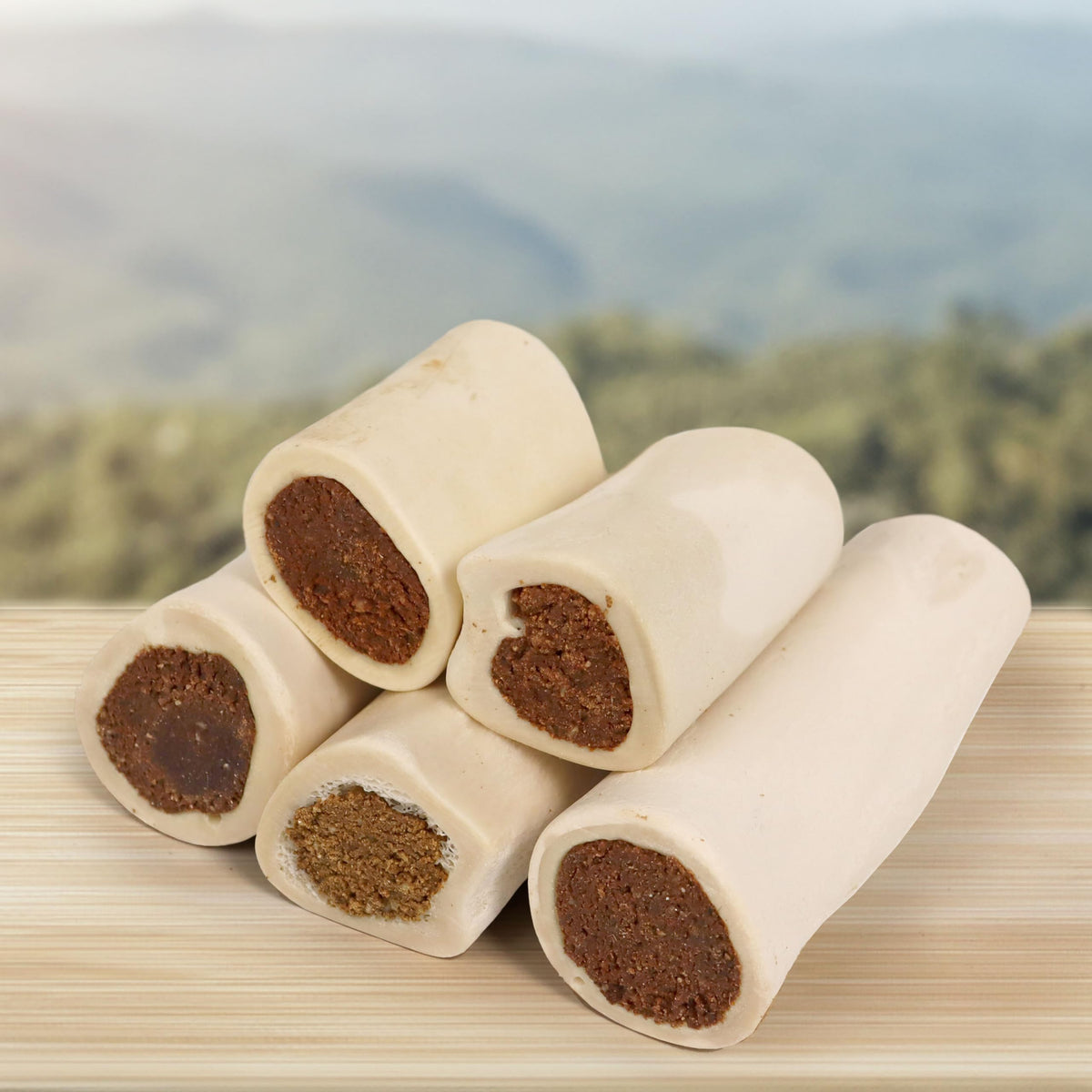Peanut Butter Flavor Large Stuffed Shin Bones for Dogs A875