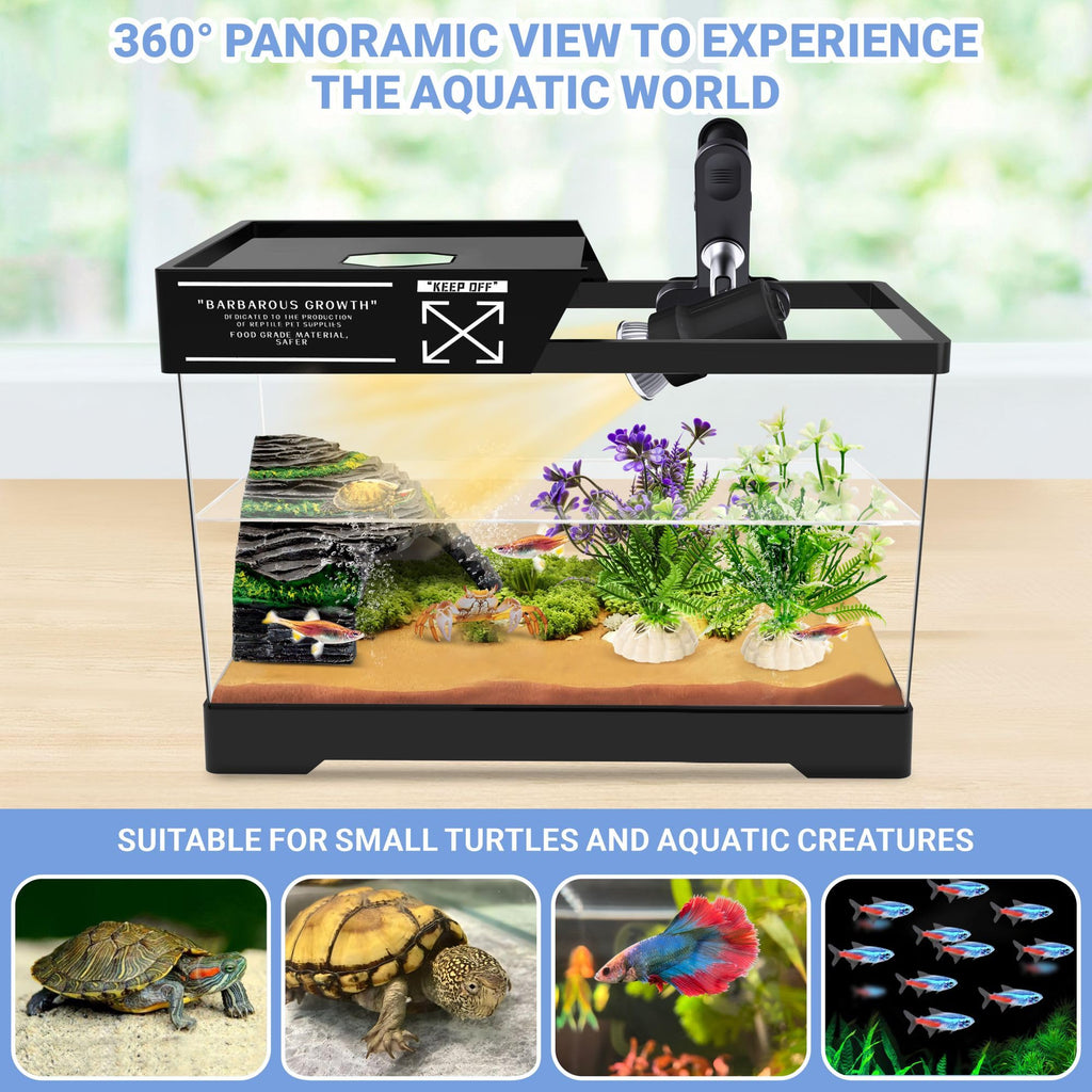 Mini Turtle Tank Kit with Adjustable Lamp and Lid R599
