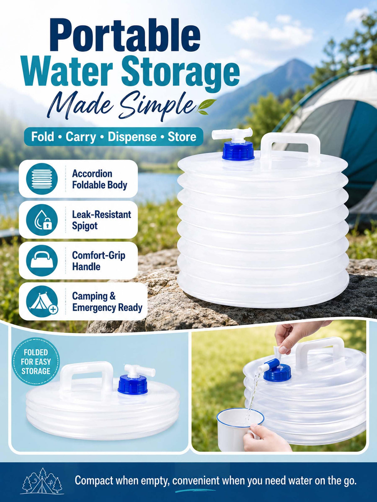 Collapsible 10L Water Container with Spigot R88467