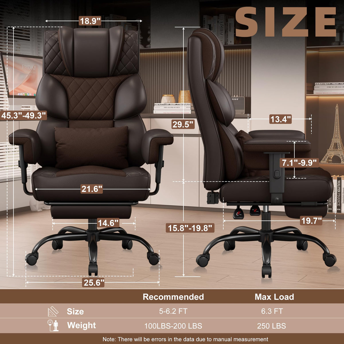 Brown Ergonomic High Back Office Chair with Footrest K351829
