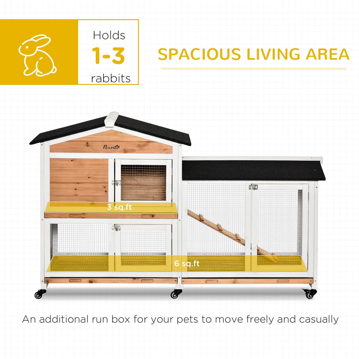 62" Rabbit Hutch with Wheels Q6588