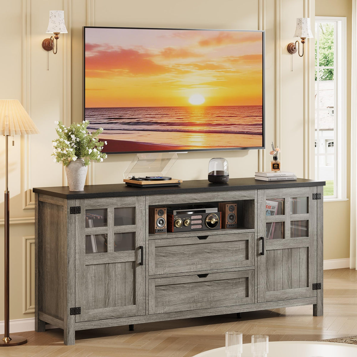 66'' Farmhouse TV Stand with Storage W2178