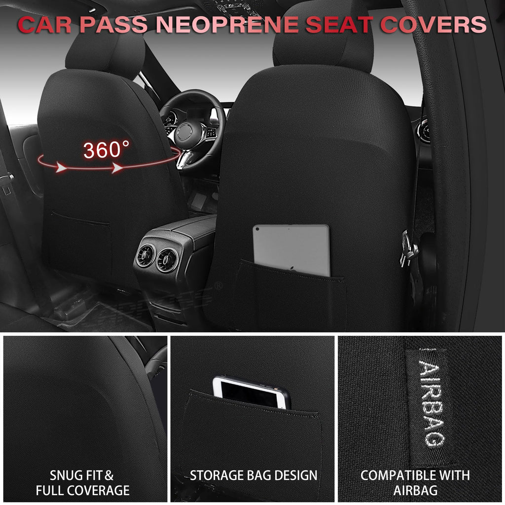 Waterproof Neoprene Car Seat Covers Full Set 5 Seats Black Red D347