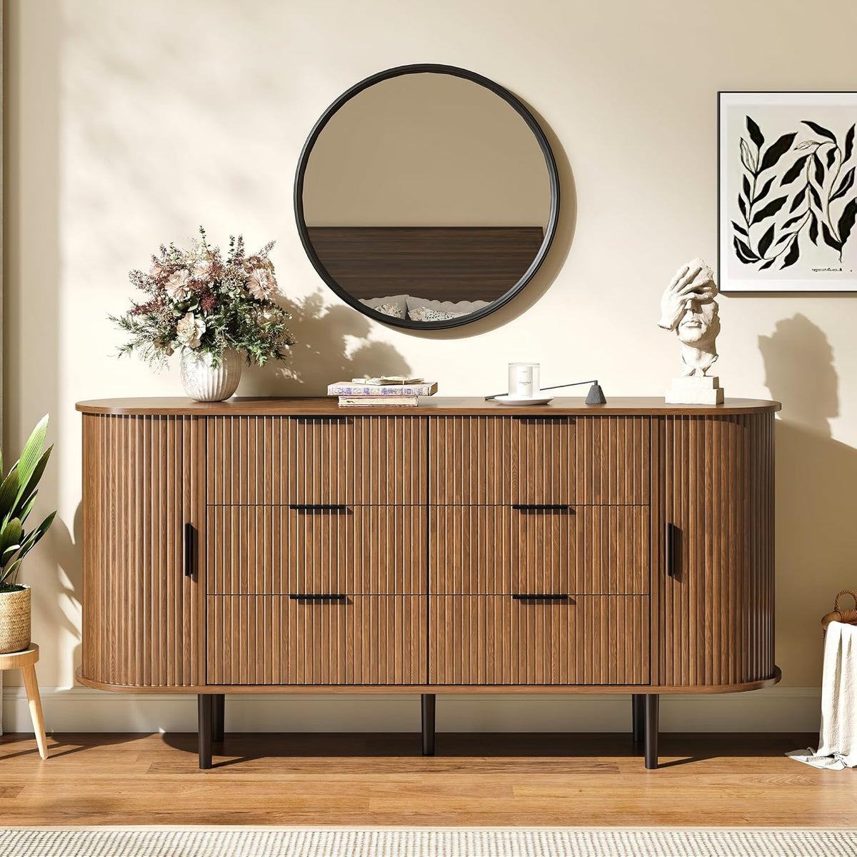 Brown 6 Drawer Wood Dresser E202163