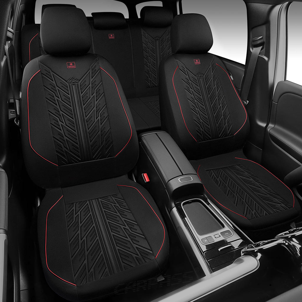 Waterproof Neoprene Car Seat Covers Full Set 5 Seats Black Red D347