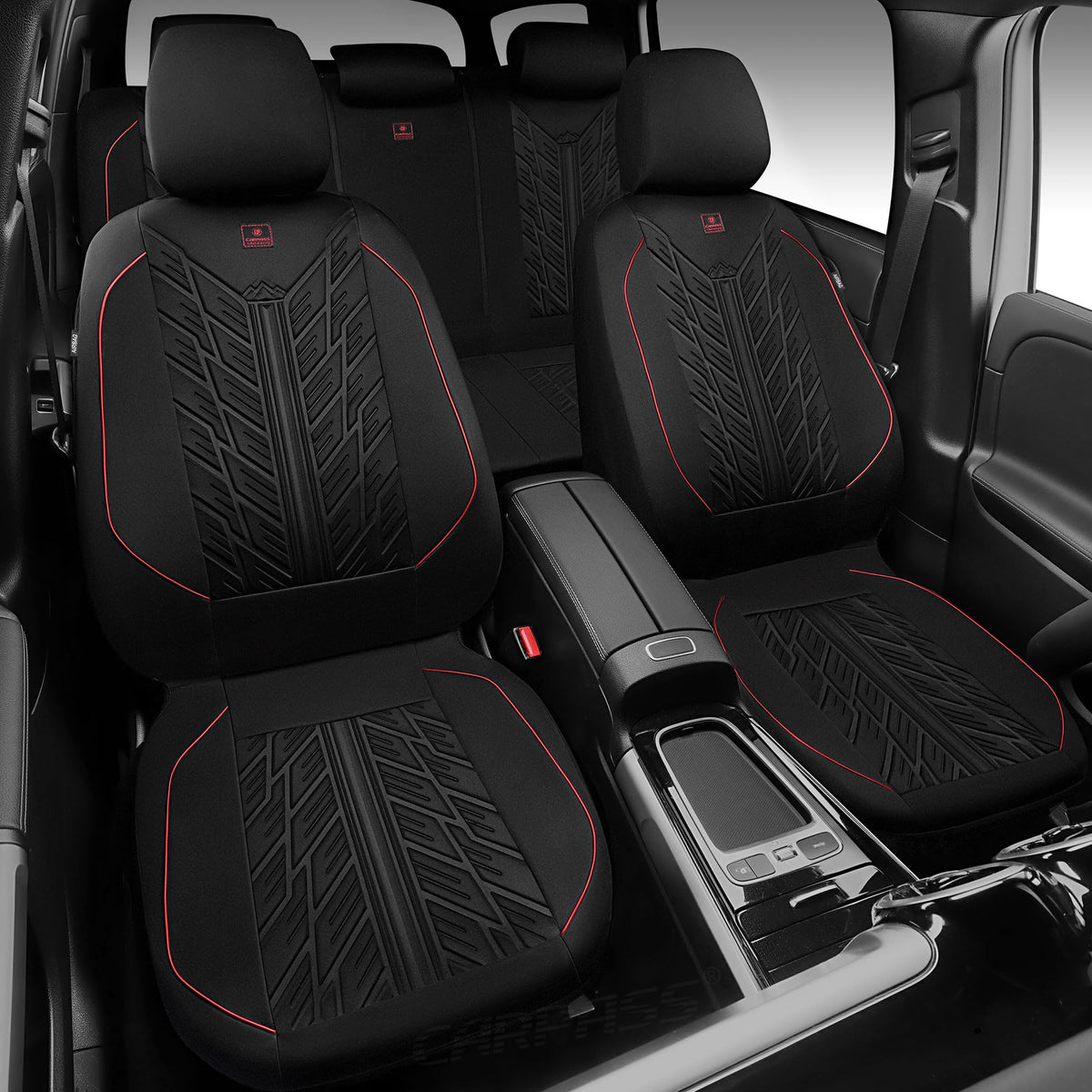 Waterproof Neoprene Car Seat Covers Full Set 5 Seats Black Red D347