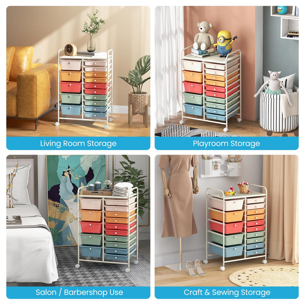 15 Drawer Rolling Storage Cart with Wheels L531