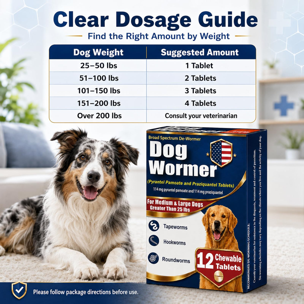 7 Way De-Wormer Tablet for Dogs E16438