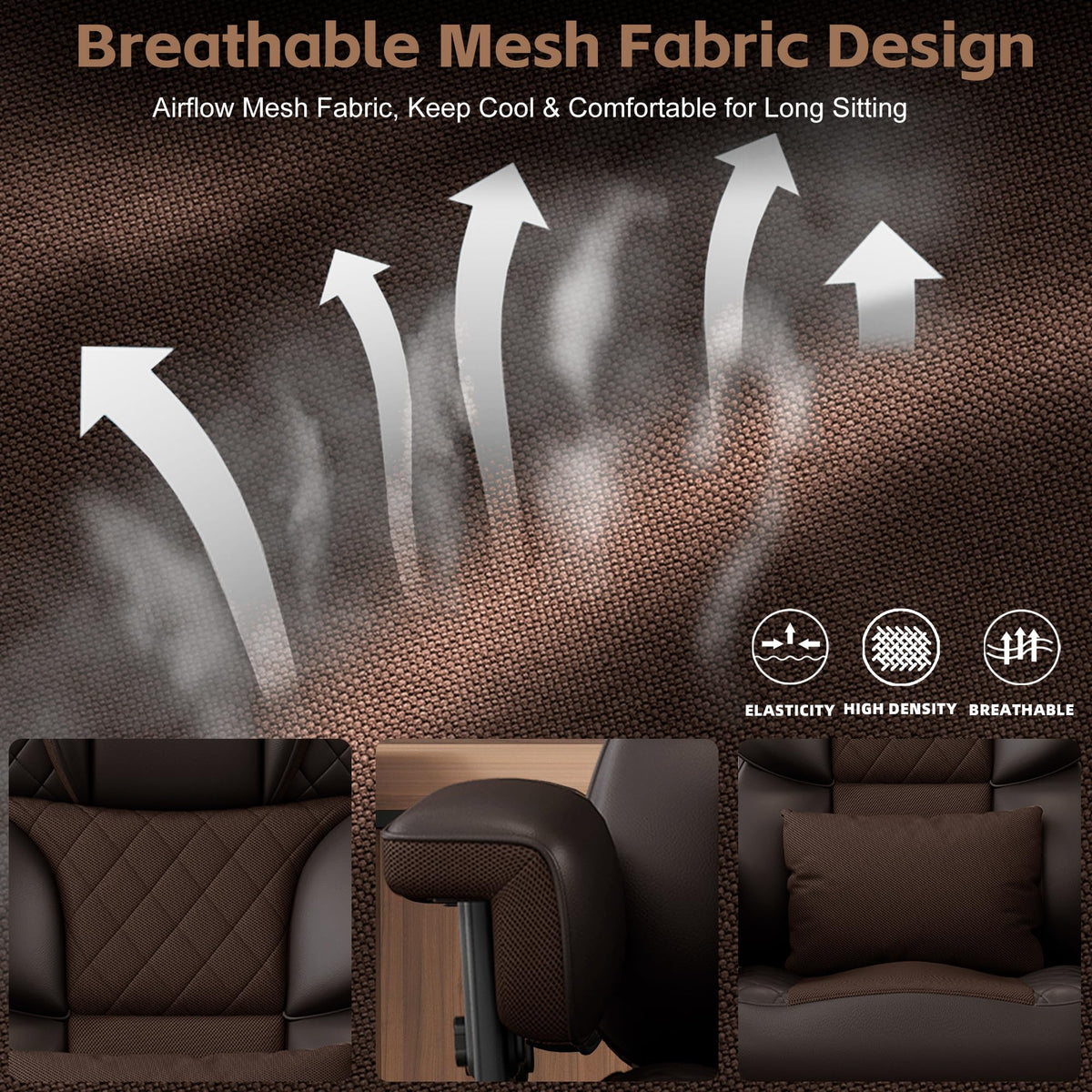 Brown Ergonomic High Back Office Chair with Footrest K351829