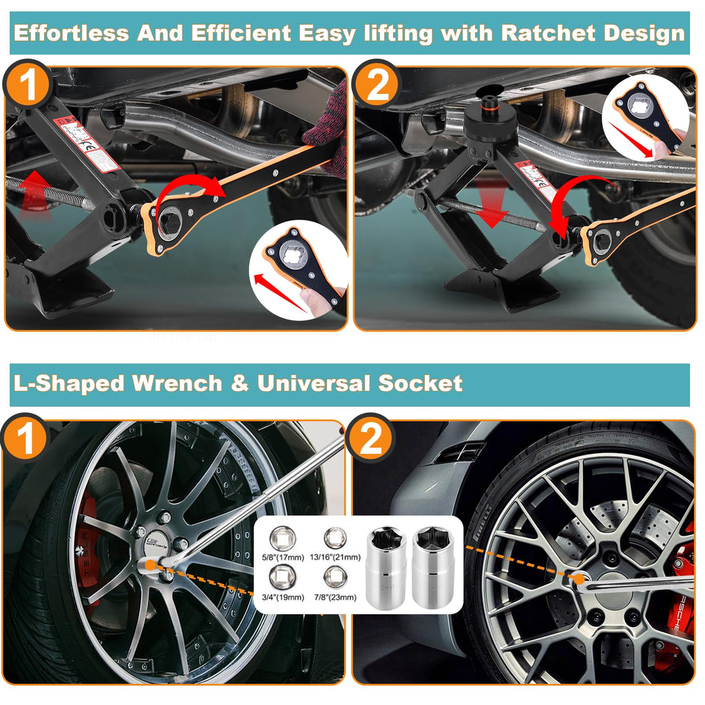 Scissor Jack Kit with Lug Wrench and Jack Pad W656
