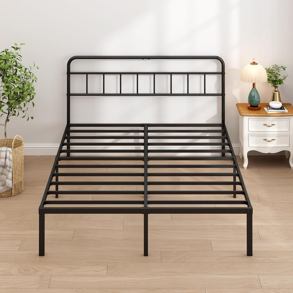 Black Queen Bed Frame with Headboard G5927