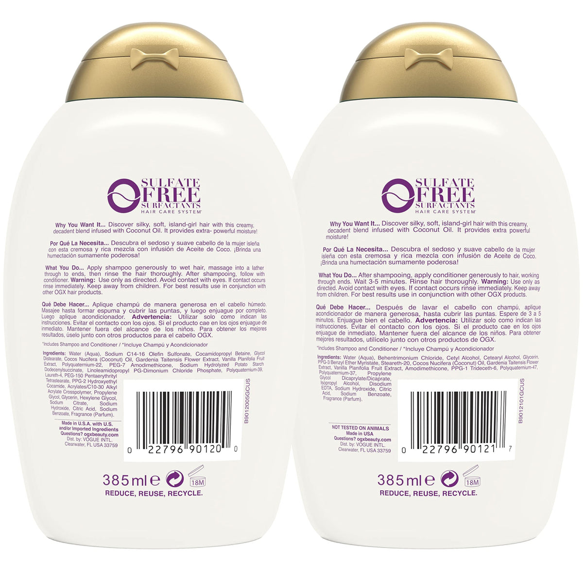 Coconut Oil Shampoo & Conditioner Set Z201