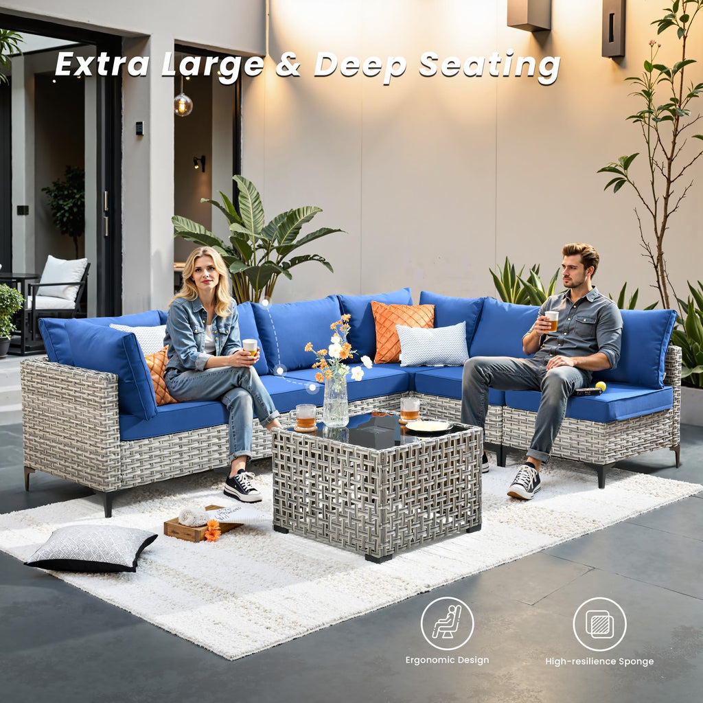 5 PCS Rattan Patio Conversation Set with Coffee Table N359