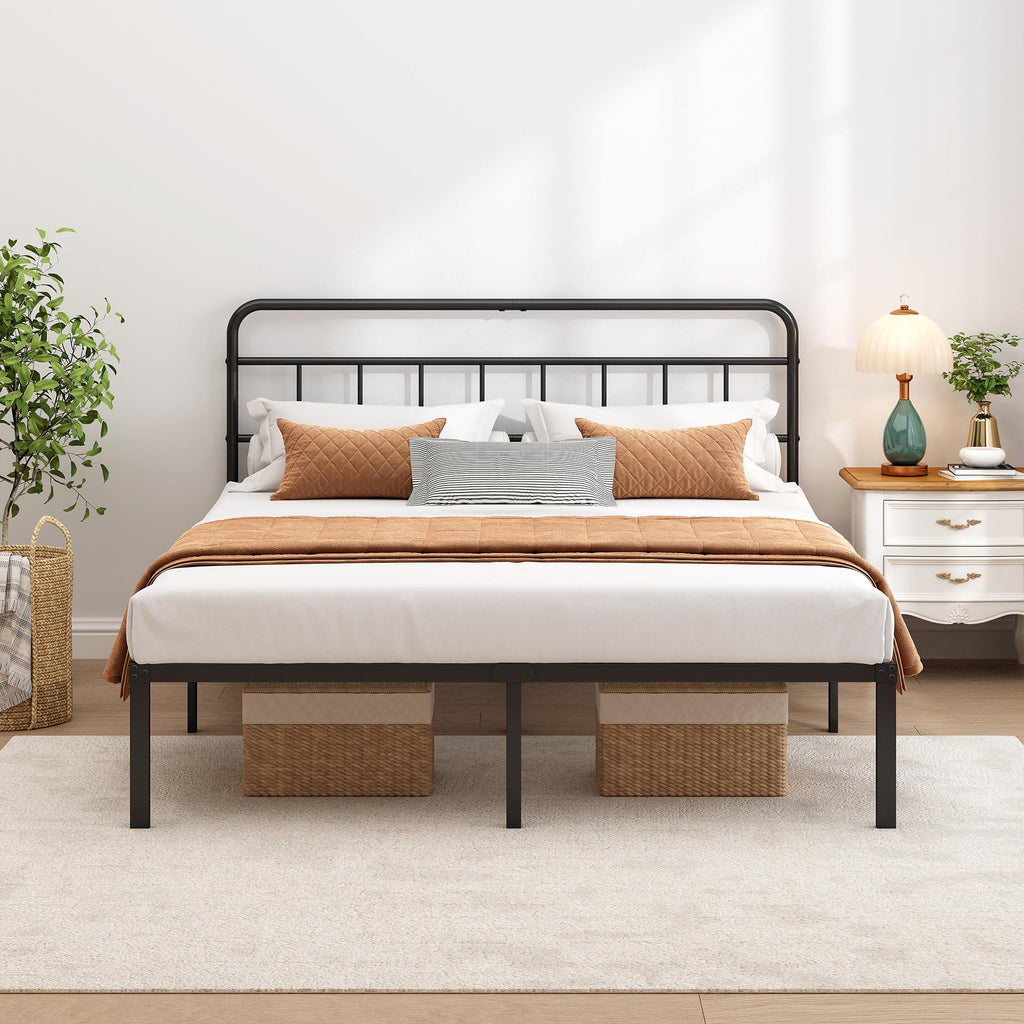 Black Queen Bed Frame with Headboard G5927