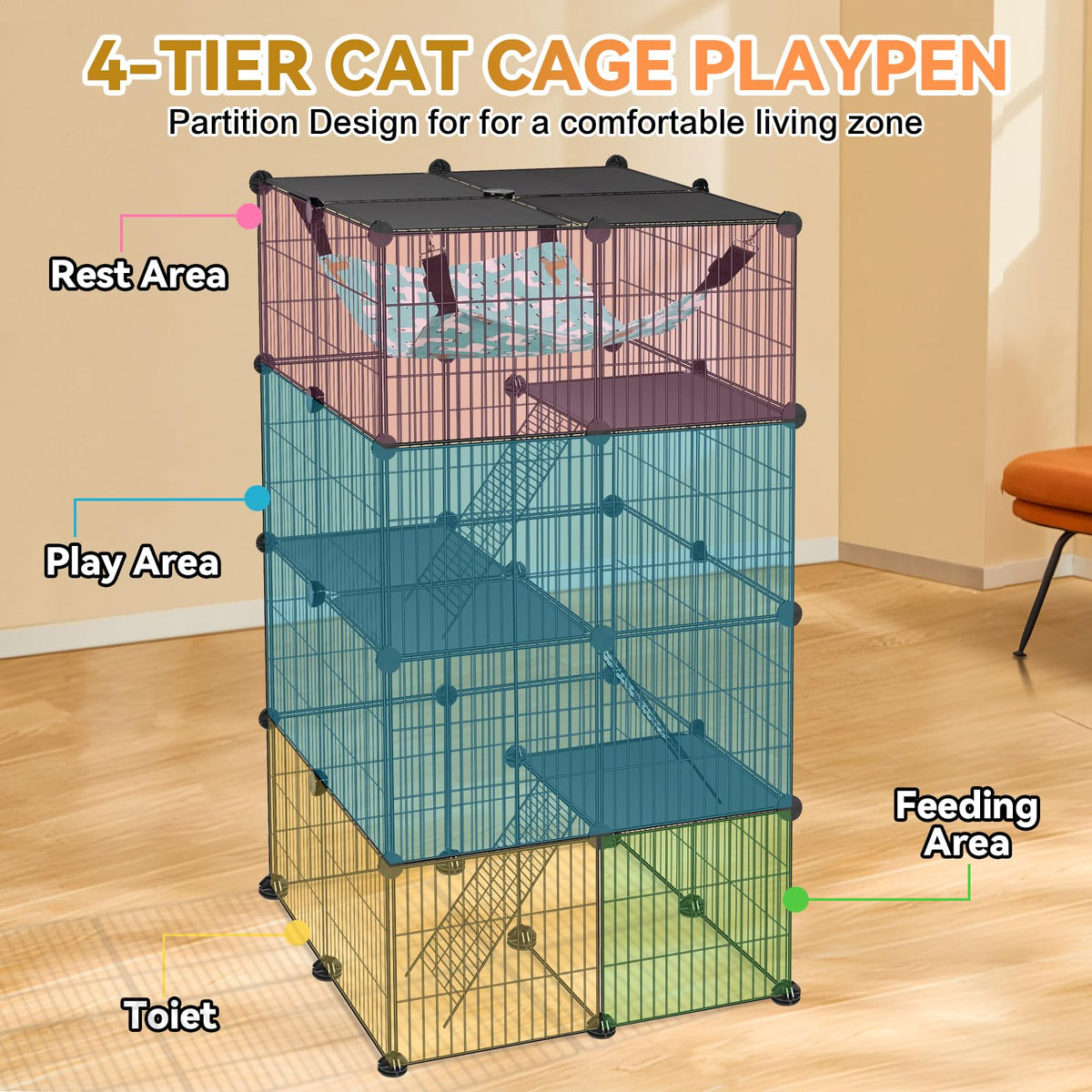 4-Tier Cat Cage N2808