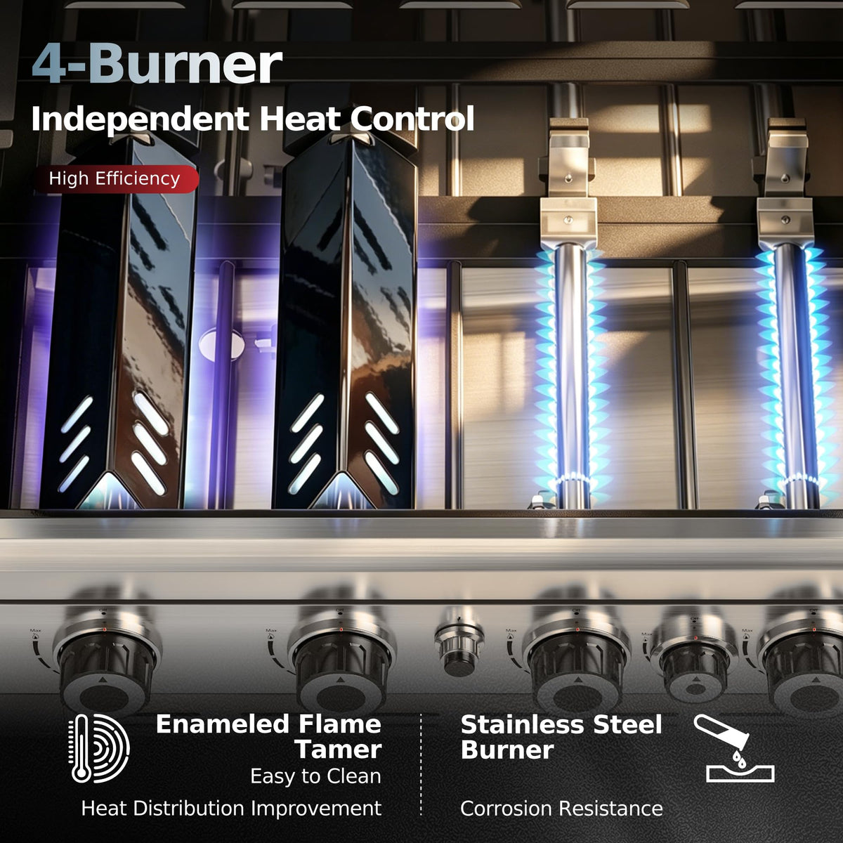 4 Burner Gas Grill with Infrared Side Burner T6442