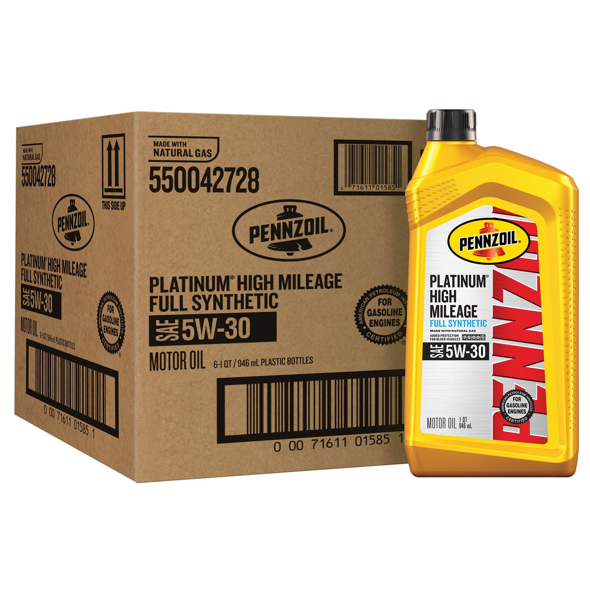 5W-30 Full Synthetic High Mileage Motor Oil, 1 Quart (6 Pack) Y486