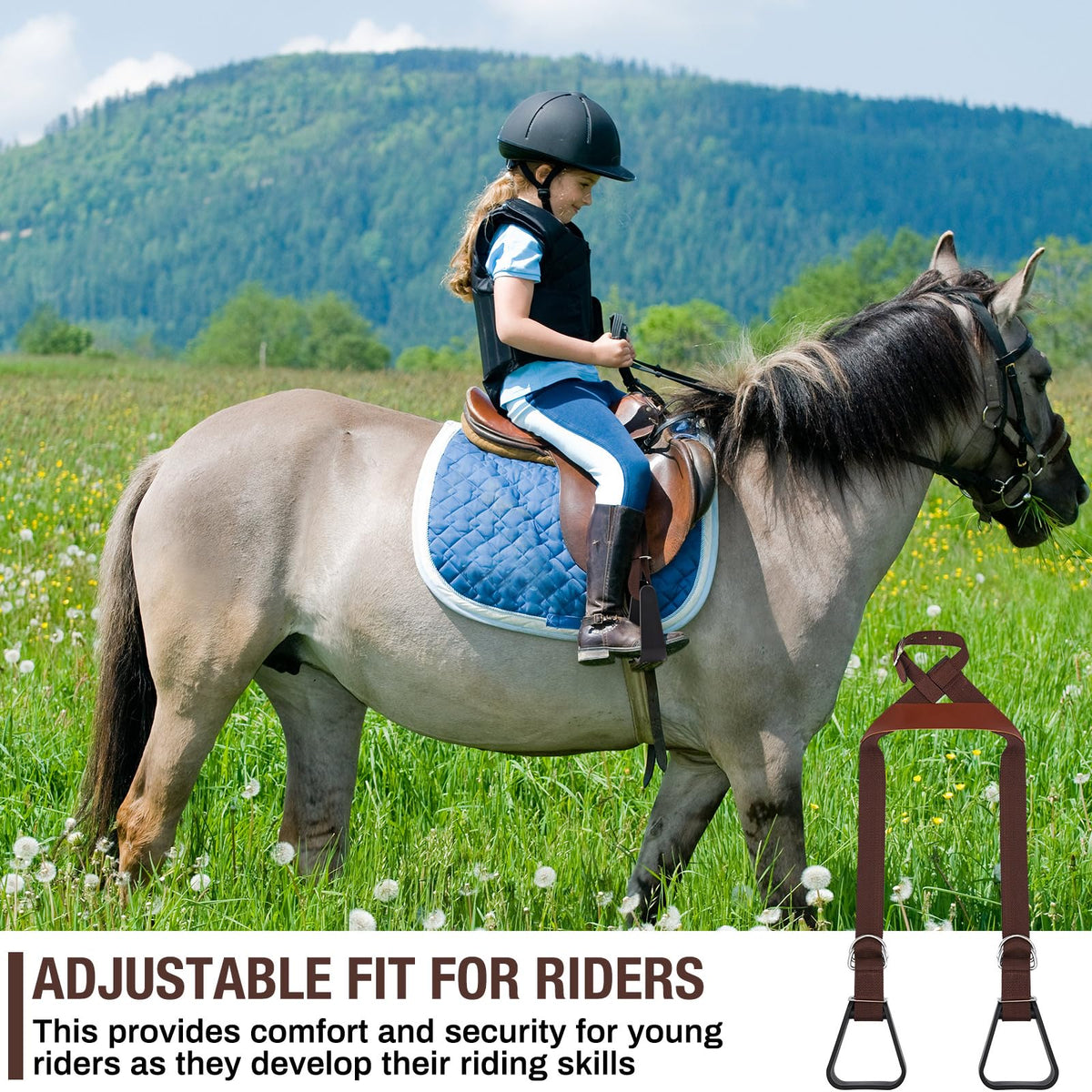 Kids Adjustable Nylon Straps Stirrups T26433