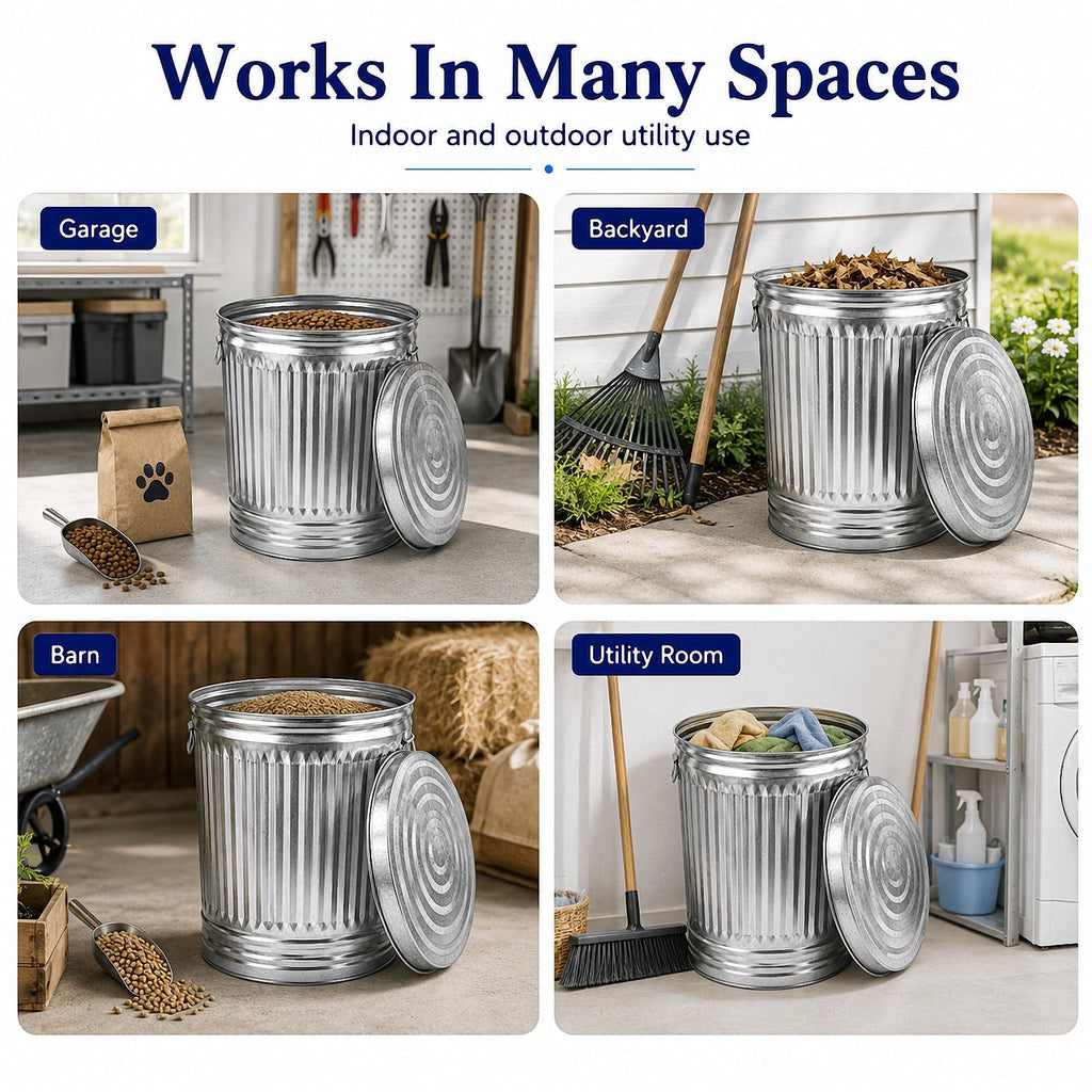 Galvanized Steel Trash Can with Locking Lid K48684