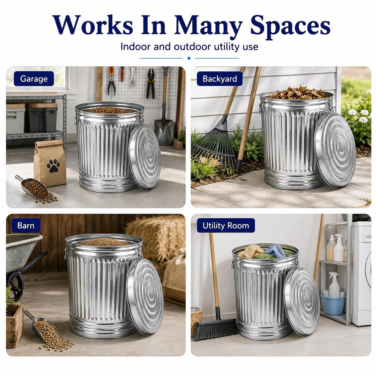Galvanized Steel Trash Can with Locking Lid K48684