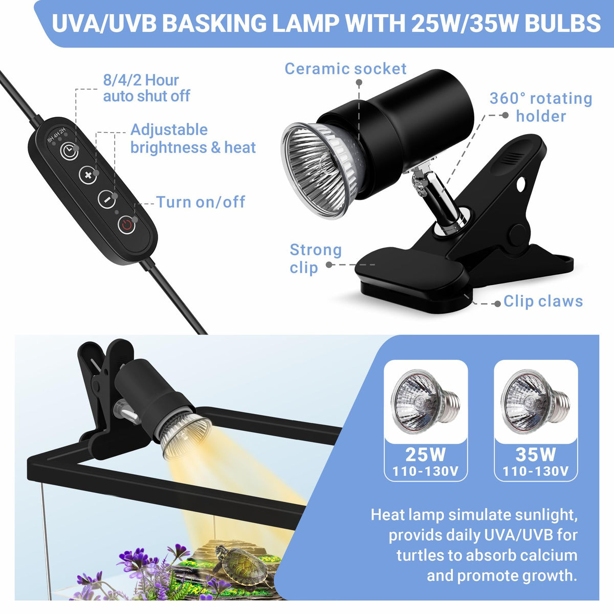 Mini Turtle Tank Kit with Adjustable Lamp and Lid R599