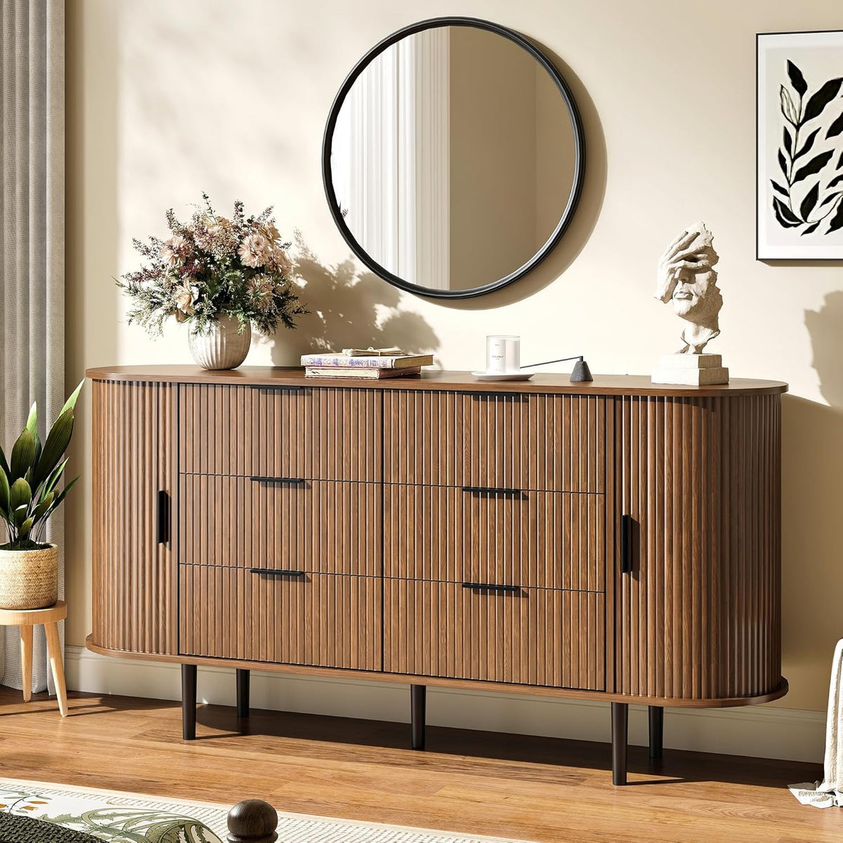 Brown 6 Drawer Wood Dresser E202163