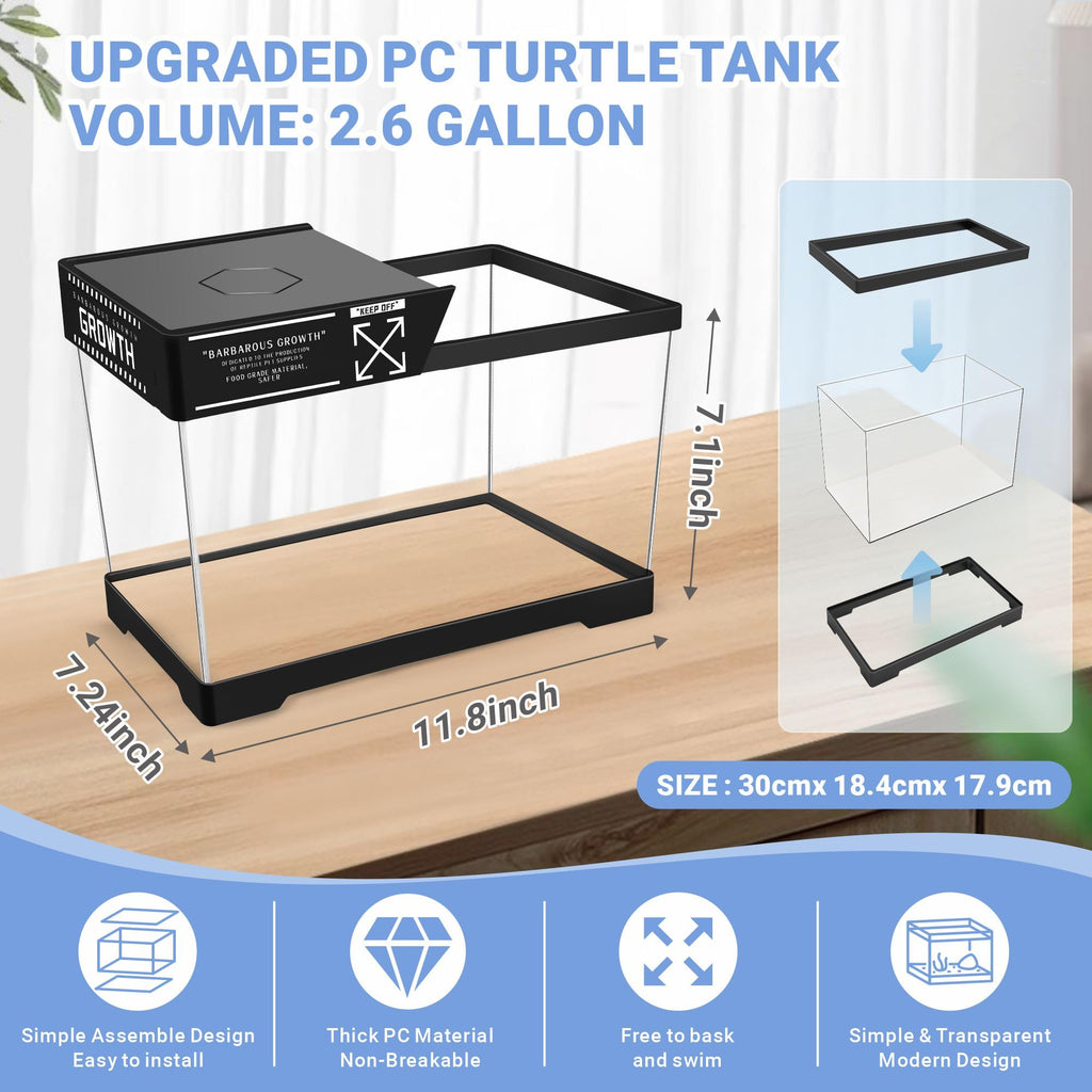 Mini Turtle Tank Kit with Adjustable Lamp and Lid R599