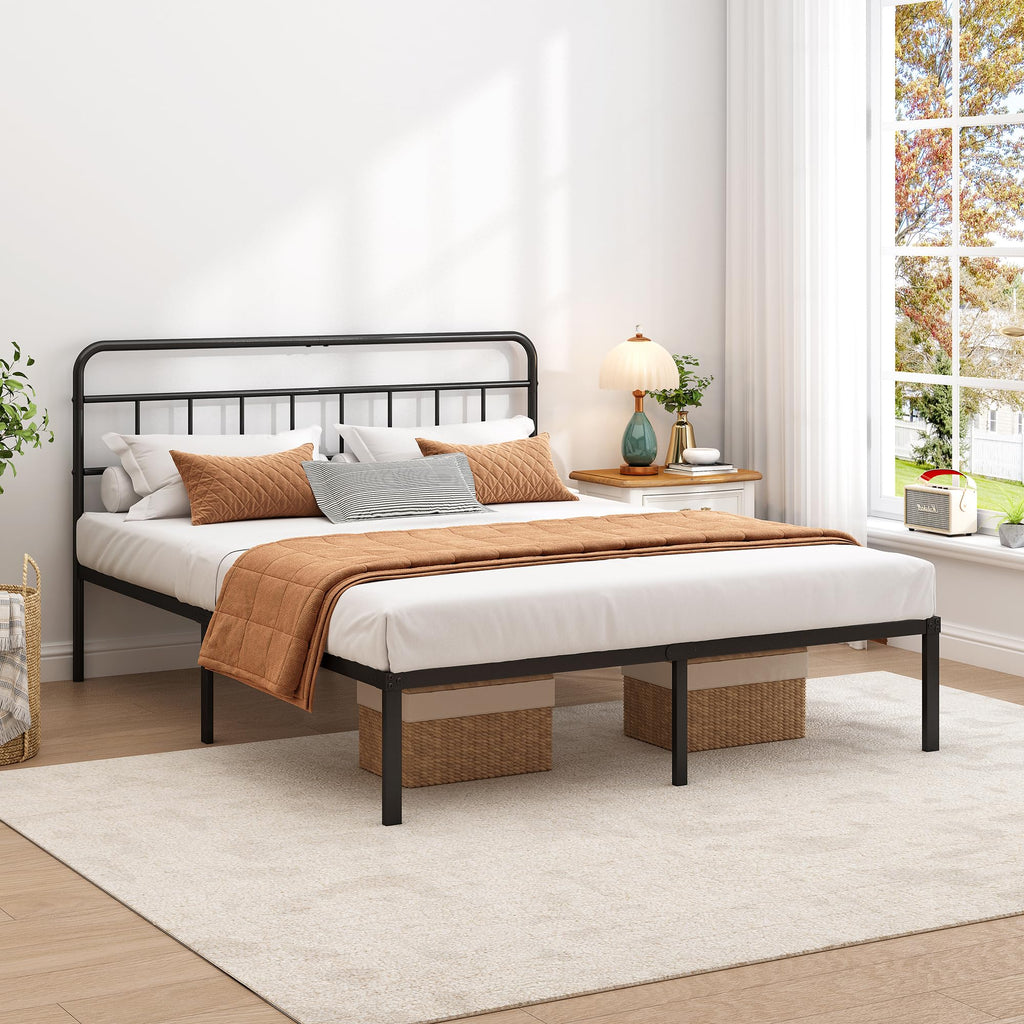 Black Queen Bed Frame with Headboard G5927