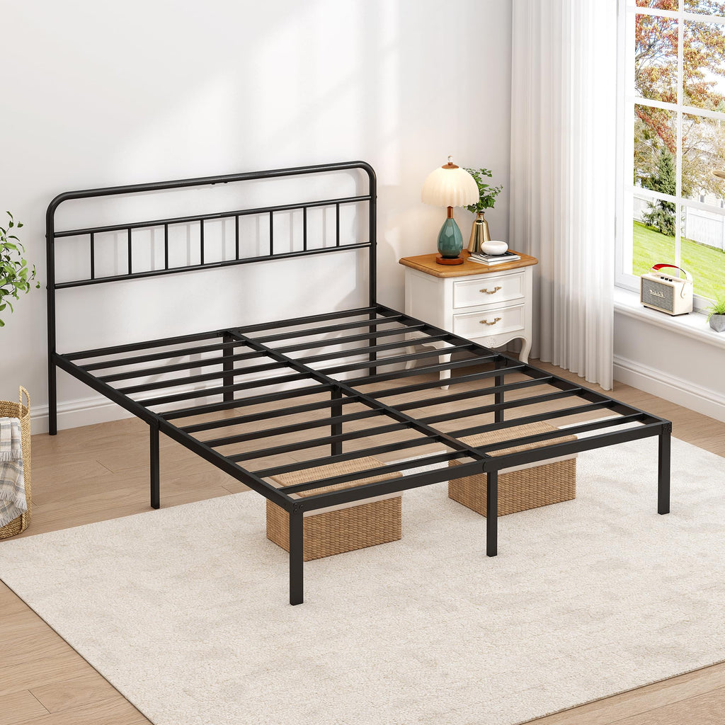 Black Queen Bed Frame with Headboard G5927
