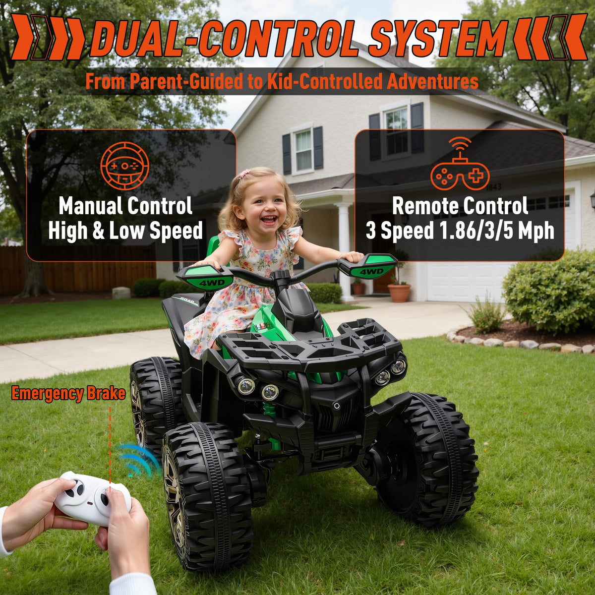 24V Kids ATV 4 Wheeler Green M805433