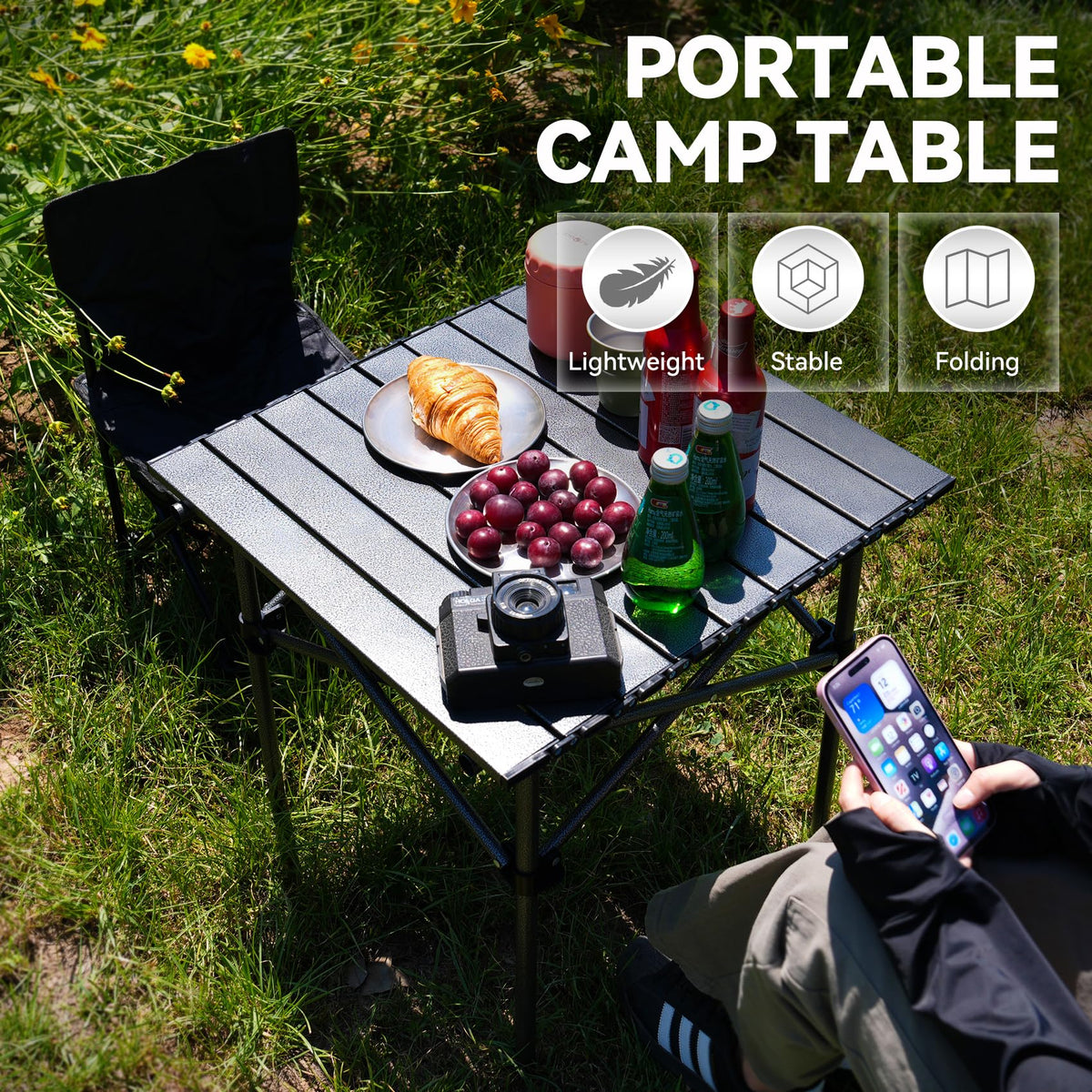 Portable Folding Aluminum Camping Table with Carry Bag Z711