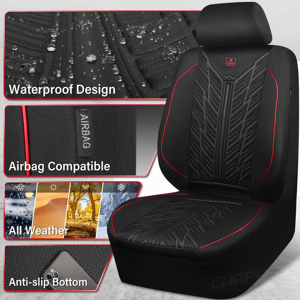 Waterproof Neoprene Car Seat Covers Full Set 5 Seats Black Red D347