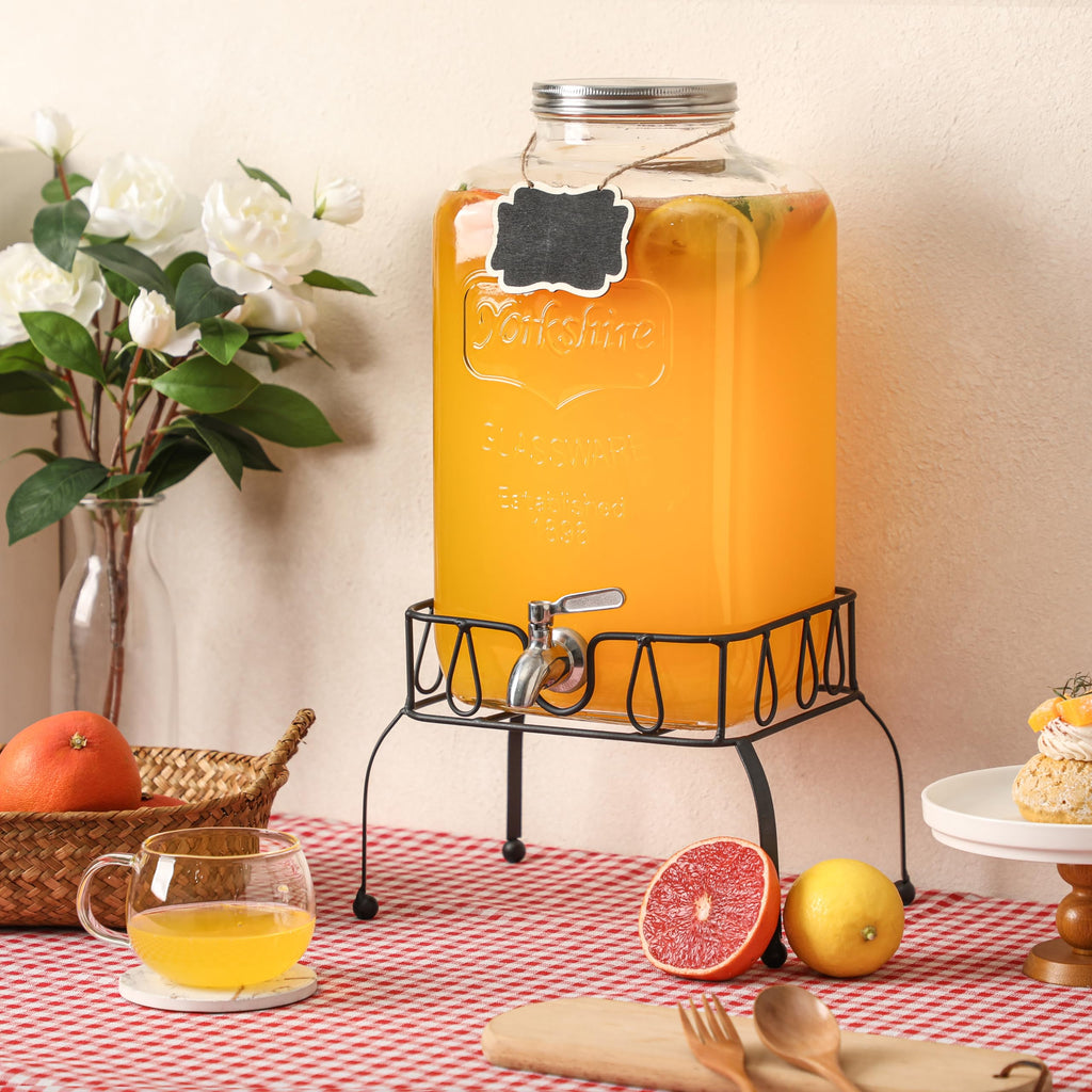 2 Gallon Glass Drink Dispenser with Stand Q9932