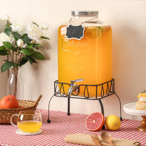 2 Gallon Glass Drink Dispenser with Stand Q9932