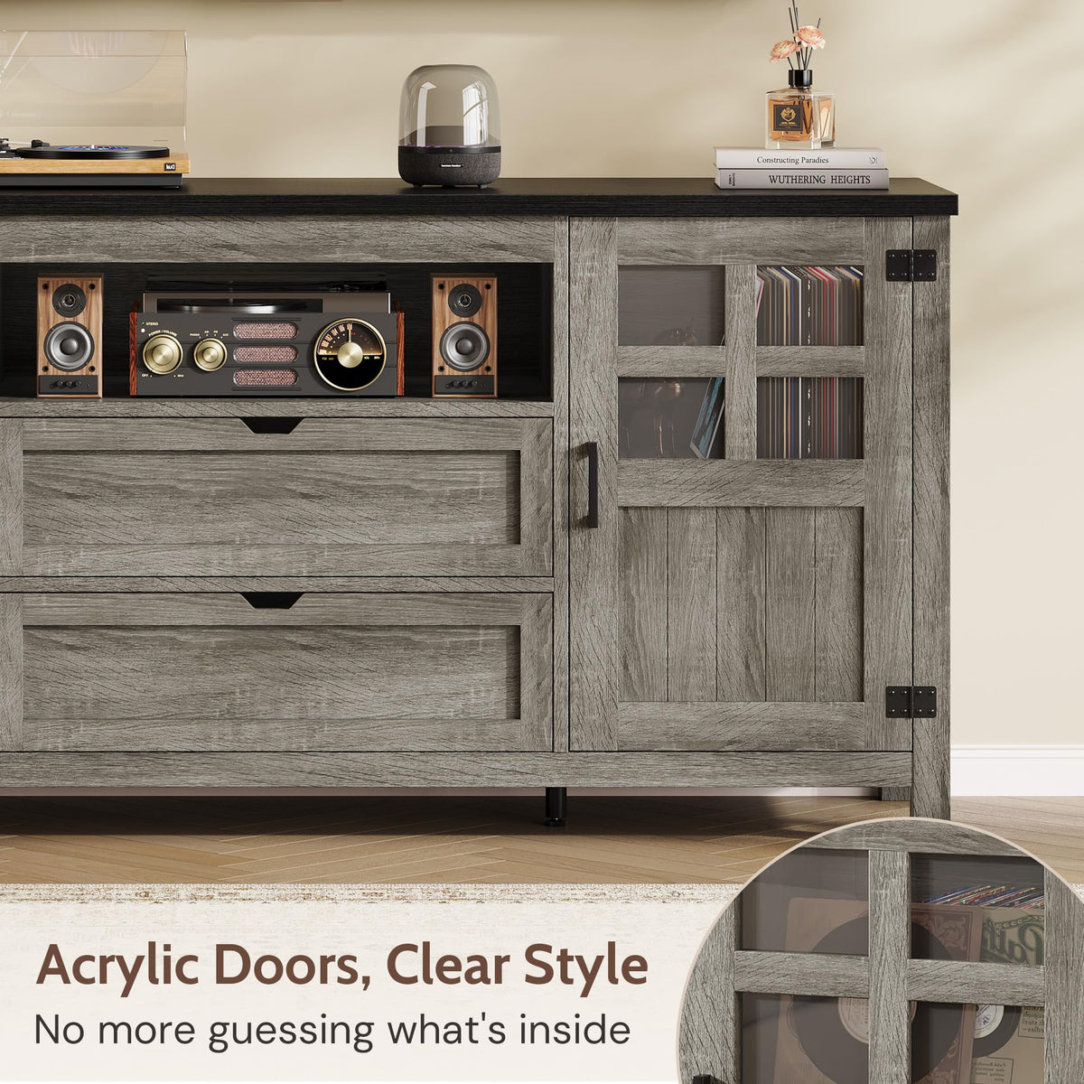 66'' Farmhouse TV Stand with Storage W2178